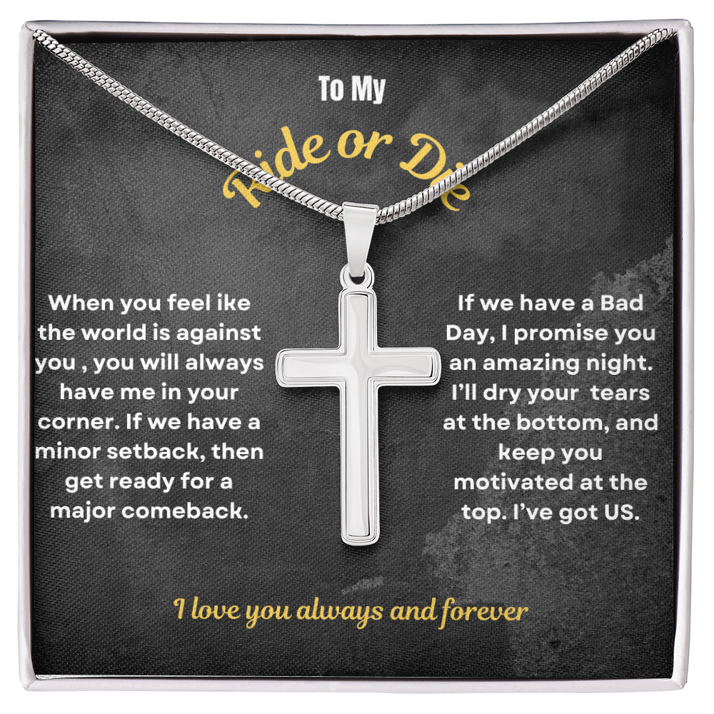 To My Ride or Die Cross Necklace