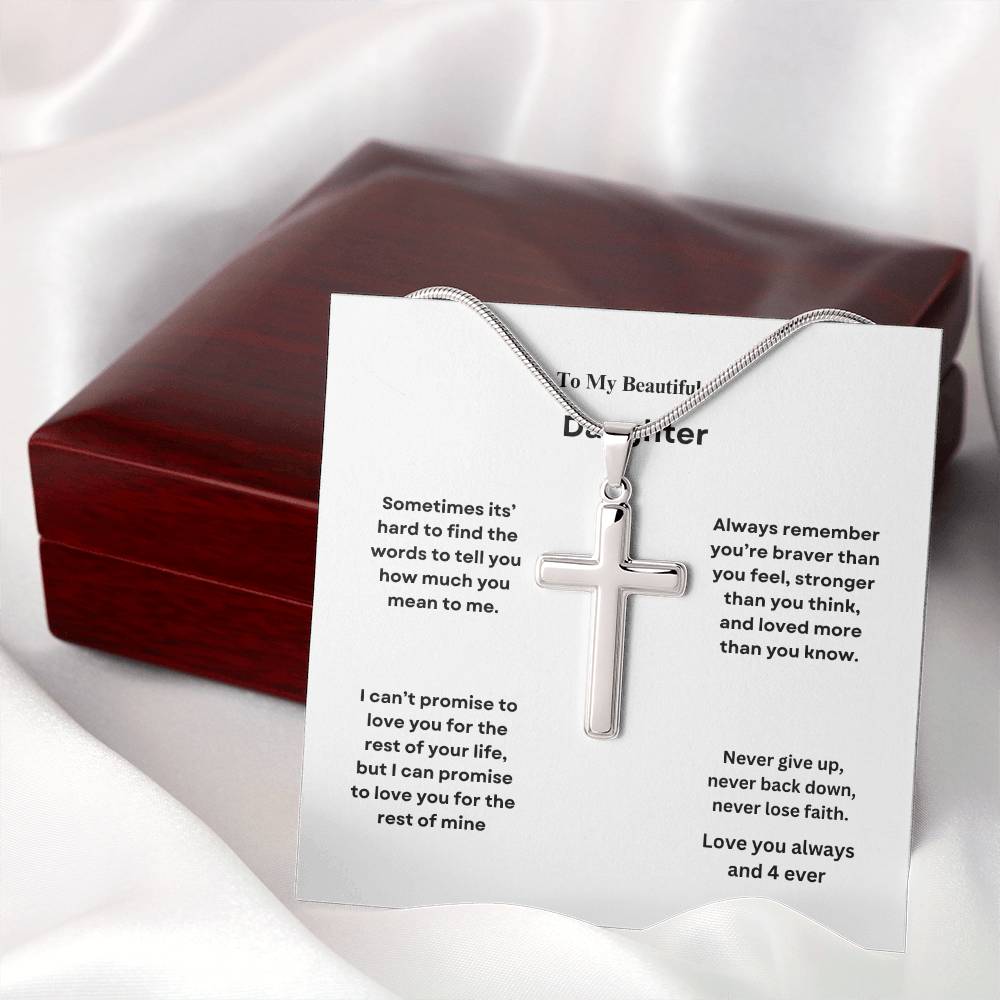 To My Beautiful Daughter Cross Necklace