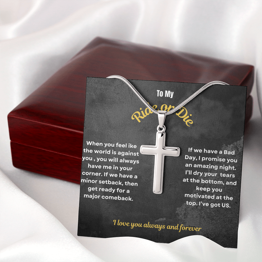 To My Ride or Die Cross Necklace