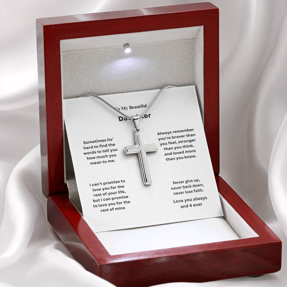 To My Beautiful Daughter Cross Necklace