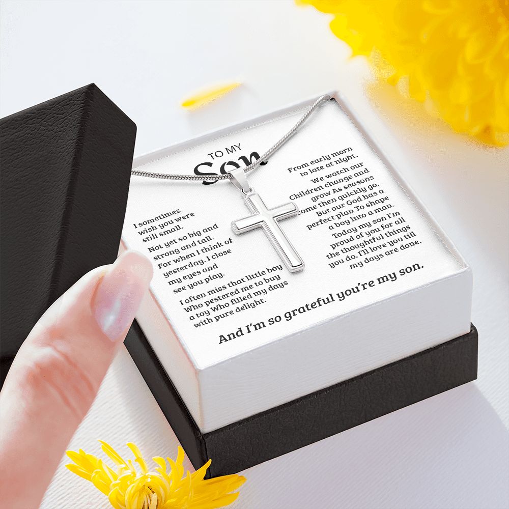 My Son | So Grateful - Stainless Steel Cross Necklace