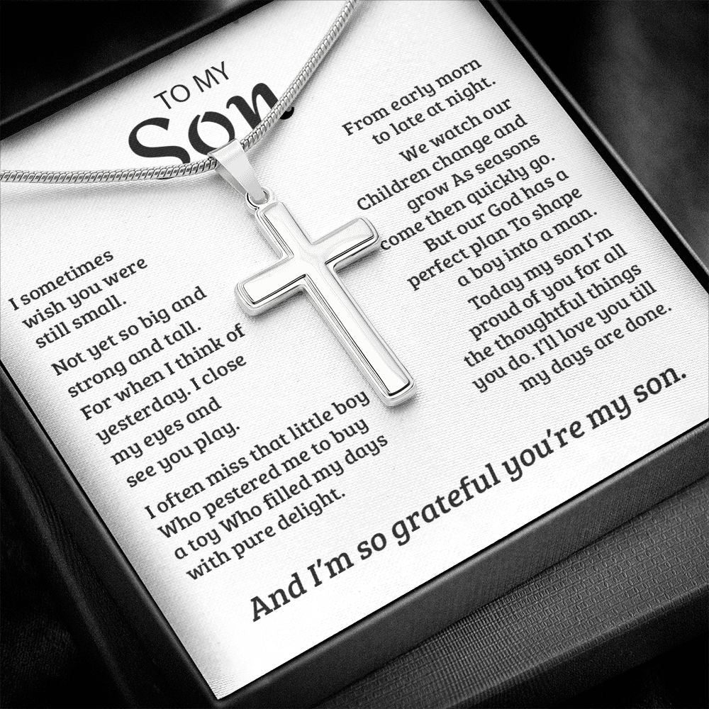 My Son | So Grateful - Stainless Steel Cross Necklace